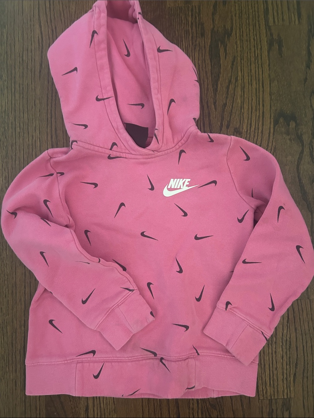 Nike Pink Hoodie with Black Swoosh Print